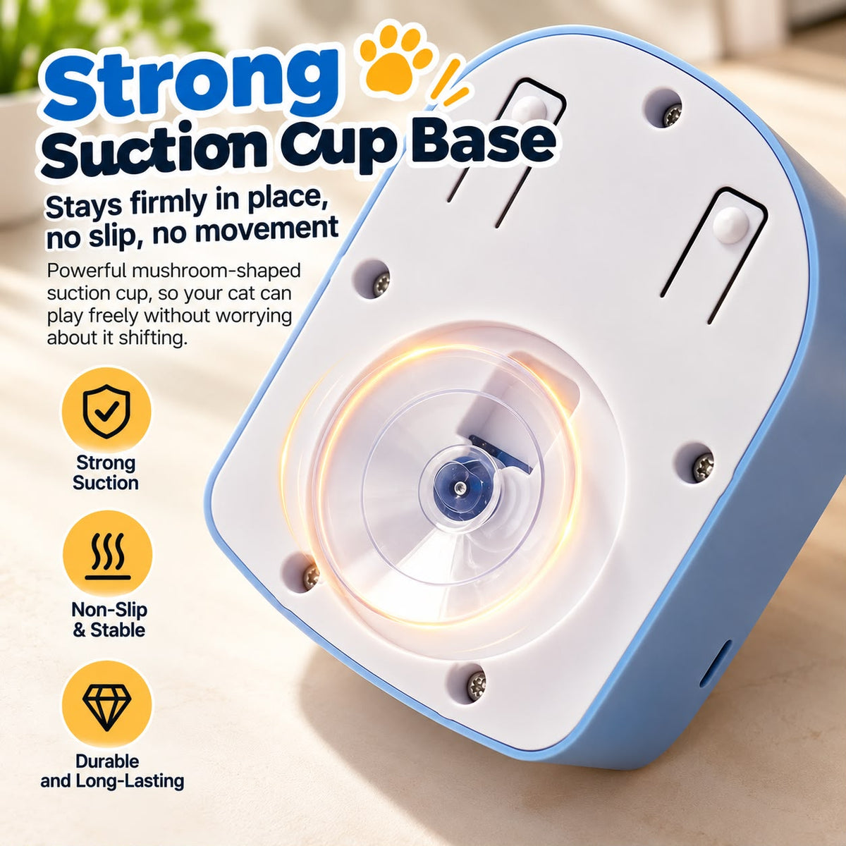 Bottom suction cup base of the Automatic Cat Chase Toy